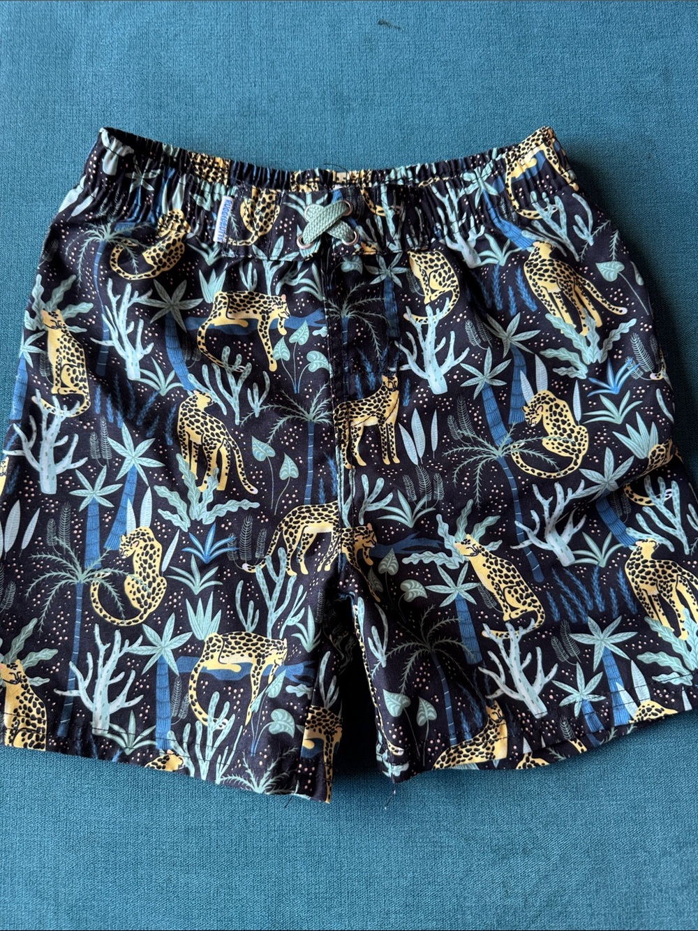 Ruggedbutts Leopard & Tropical Print Swim Shorts - black